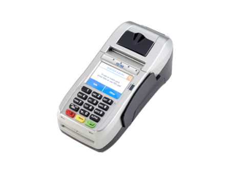 A card payment device on a white background